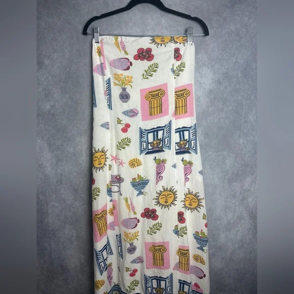 Japna Linen Blend Greece Summer Strapless sun Pocket Dress Size XL - Picture 5 of 11